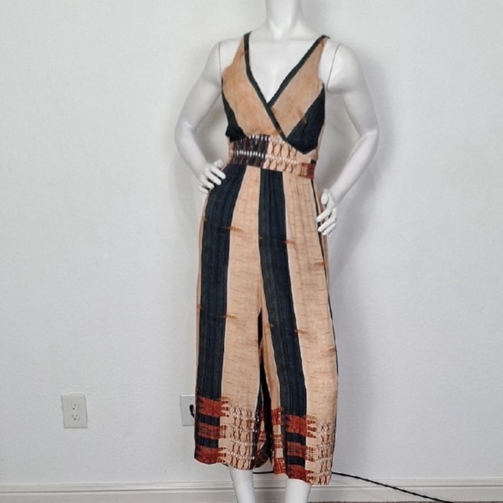 Plenty by Tracy Reese Petites Boho Patchwork Bohemian Striped Jumpsuit Size MP